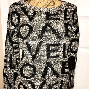 Love Sweater BLACK/Grey  “LOVE” SWEATER SZ M NWT